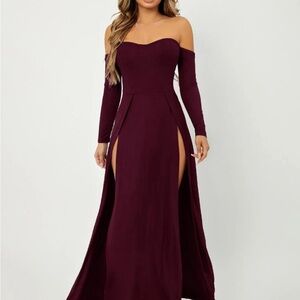 Elegant Off-Shoulder Burgundy Dress